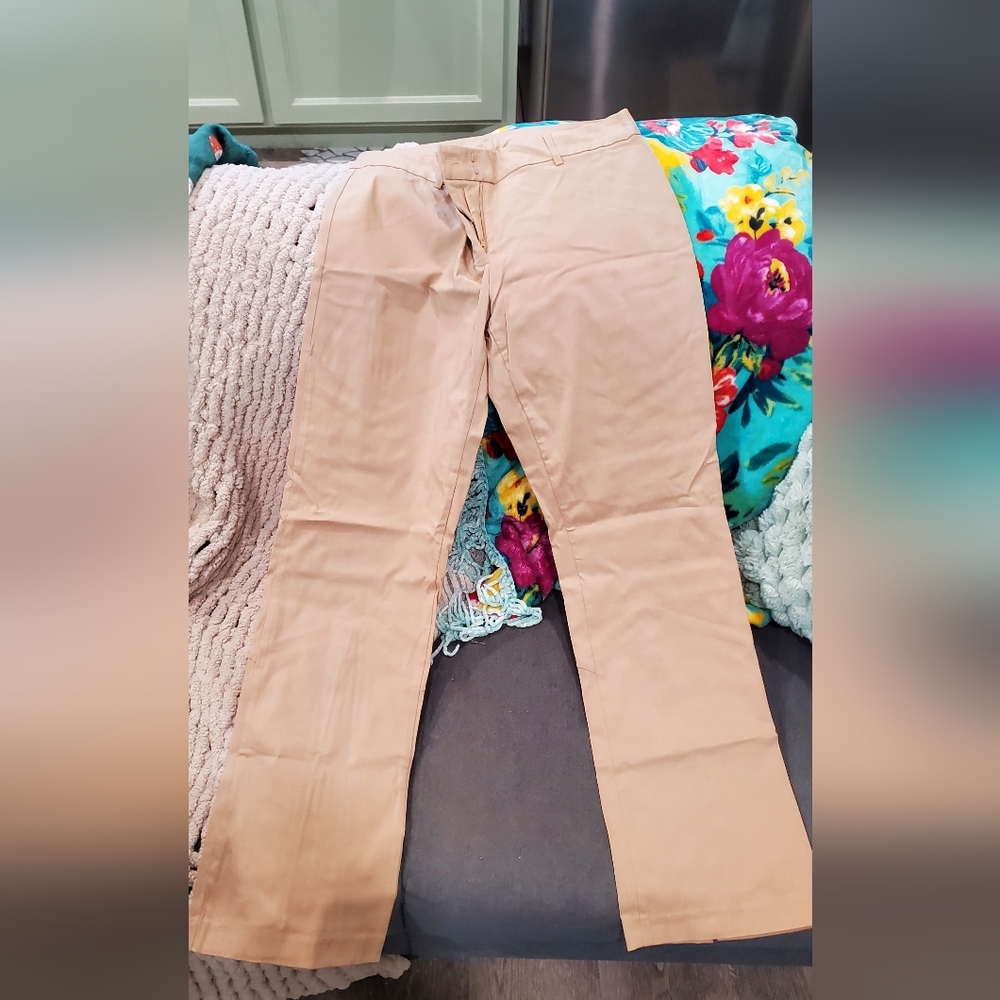 Tan Straight-Leg Pants